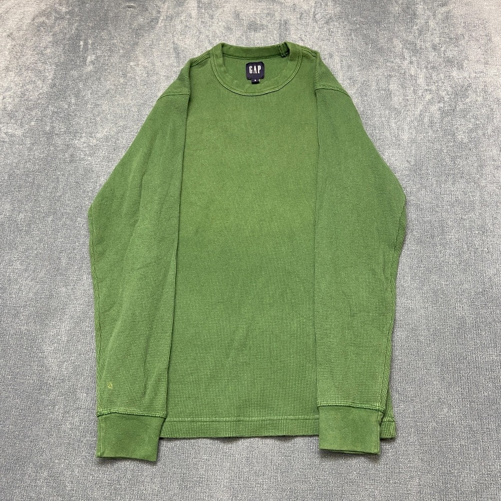 Gap Heavyweight Thermal T Shirt Boys Small Green Long Sleeve Crew Neck Casual
